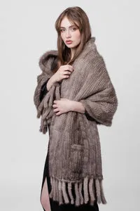 Mareus Silver Blue 302 șal blană vizon împletit