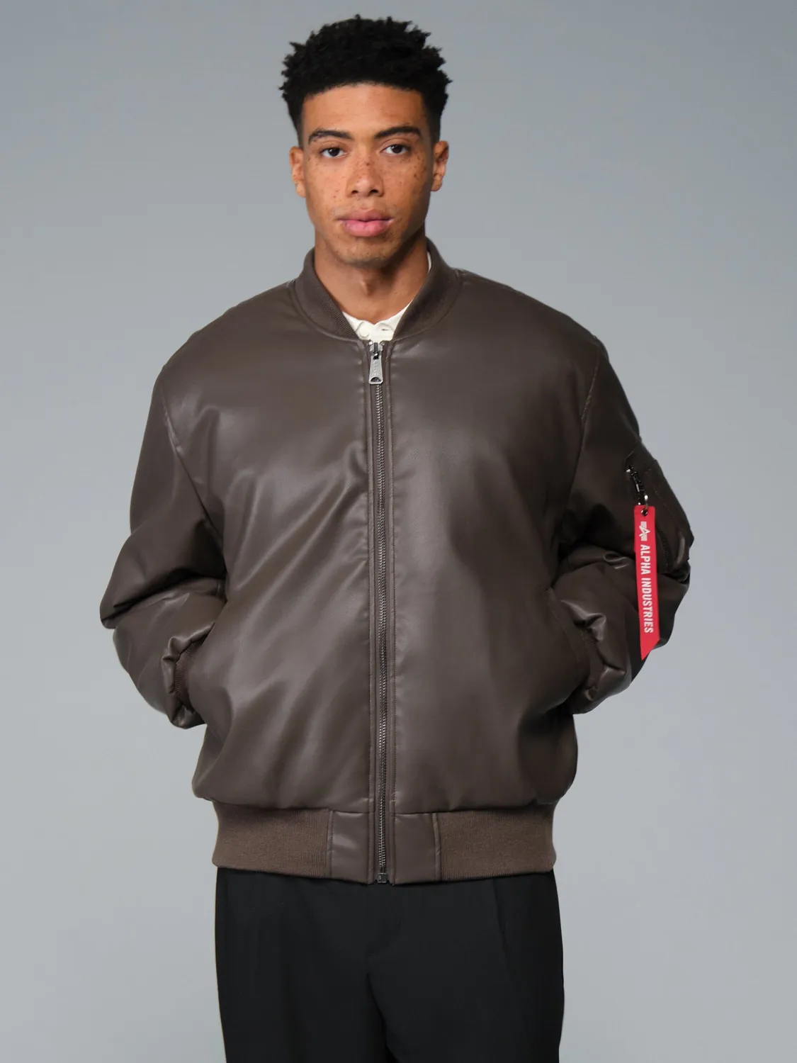 Alpha Industries MA-1 Faux Leather geacă bomber neagră