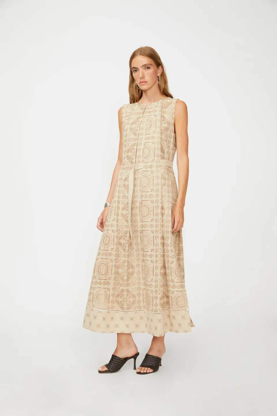 Isabelle Blanche rochie fara maneci dusty sand bumbac