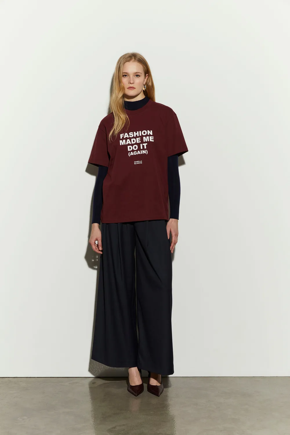 Isabelle Blanche tricou bumbac Burgundy cu imprimeu