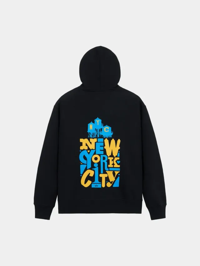 Alpha Industries Stacks Hoodie hanorac negru bumbac