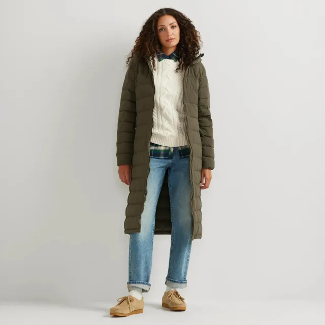 Eddie Bauer EB Stretch Down palton puf dama negru lung