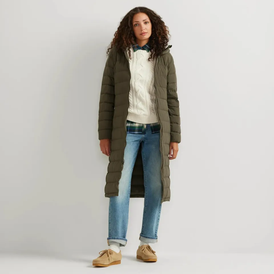Eddie Bauer EB Stretch Down palton puf dama negru lung