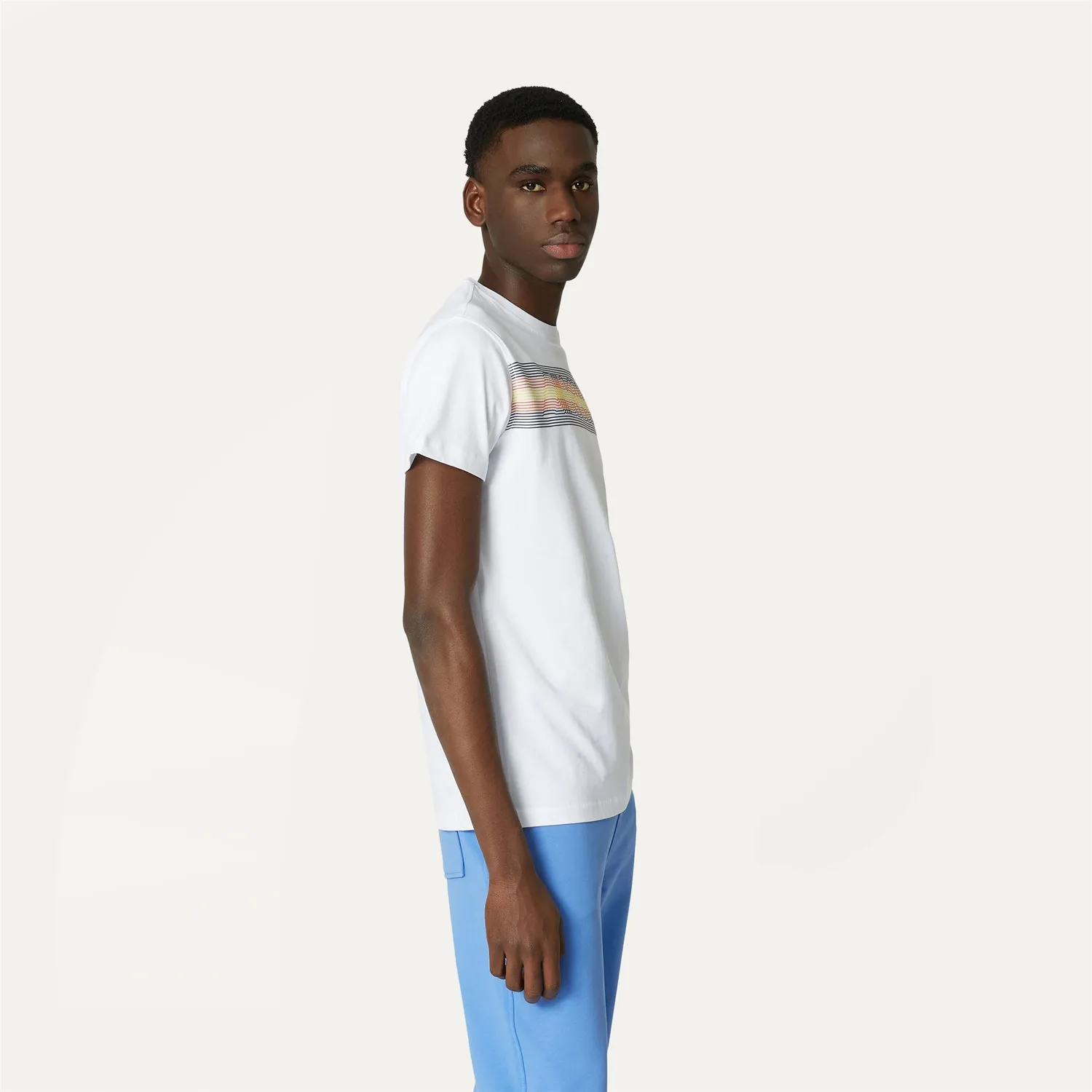 K-Way Acel tricou barbati alb bumbac slim
