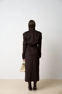 Mareus 524 palton lână ciocolatiu lung 135 cm