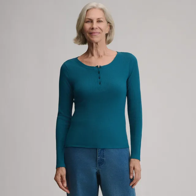 Eddie Bauer Softline Rib henley bluza gri moale