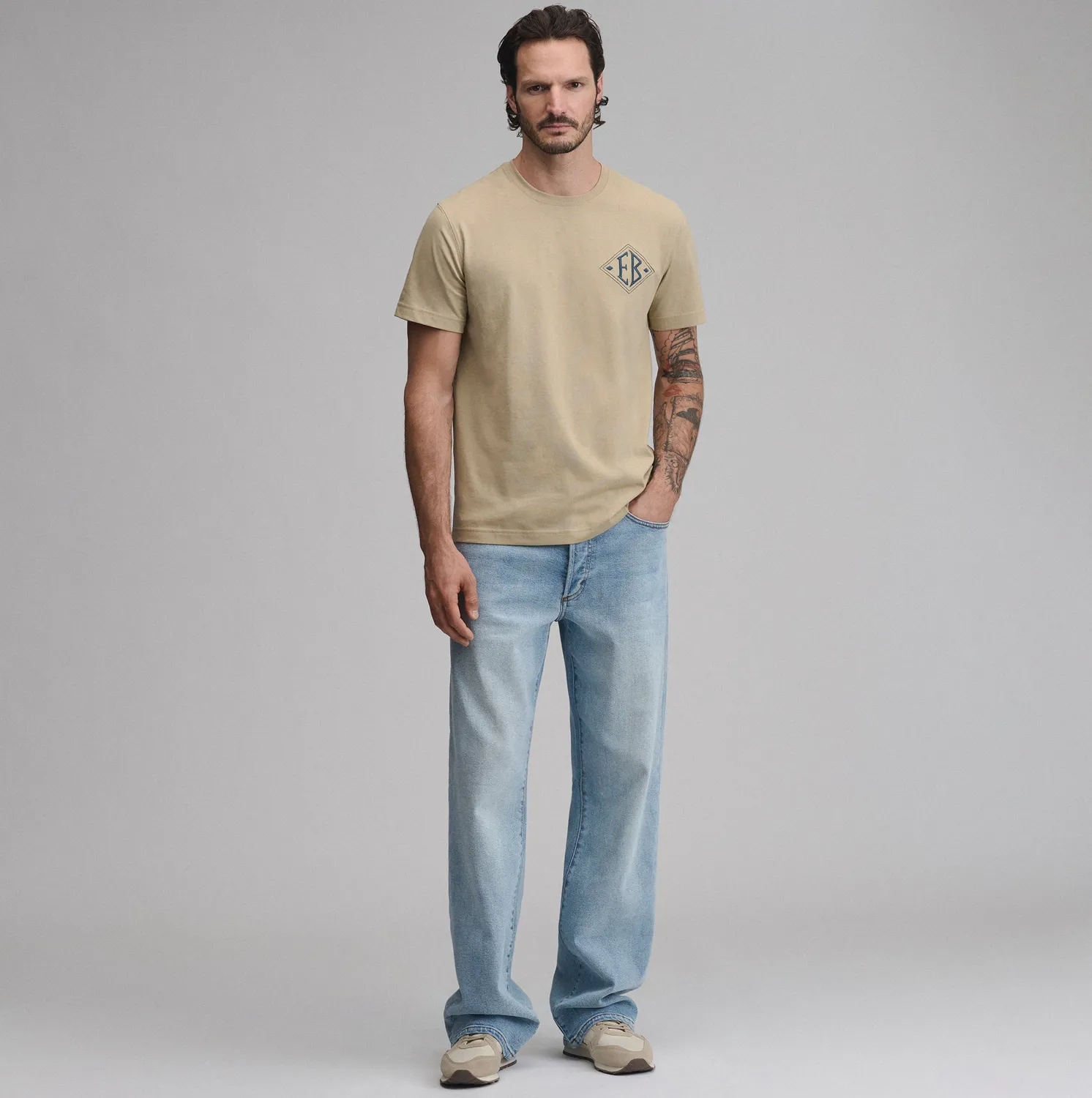 Eddie Bauer EB Goose Embroidered tricou barbati bej bumbac