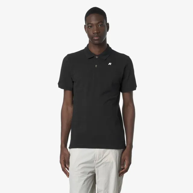K-Way Vinnie Pique Slim polo barbati negru slim bumbac