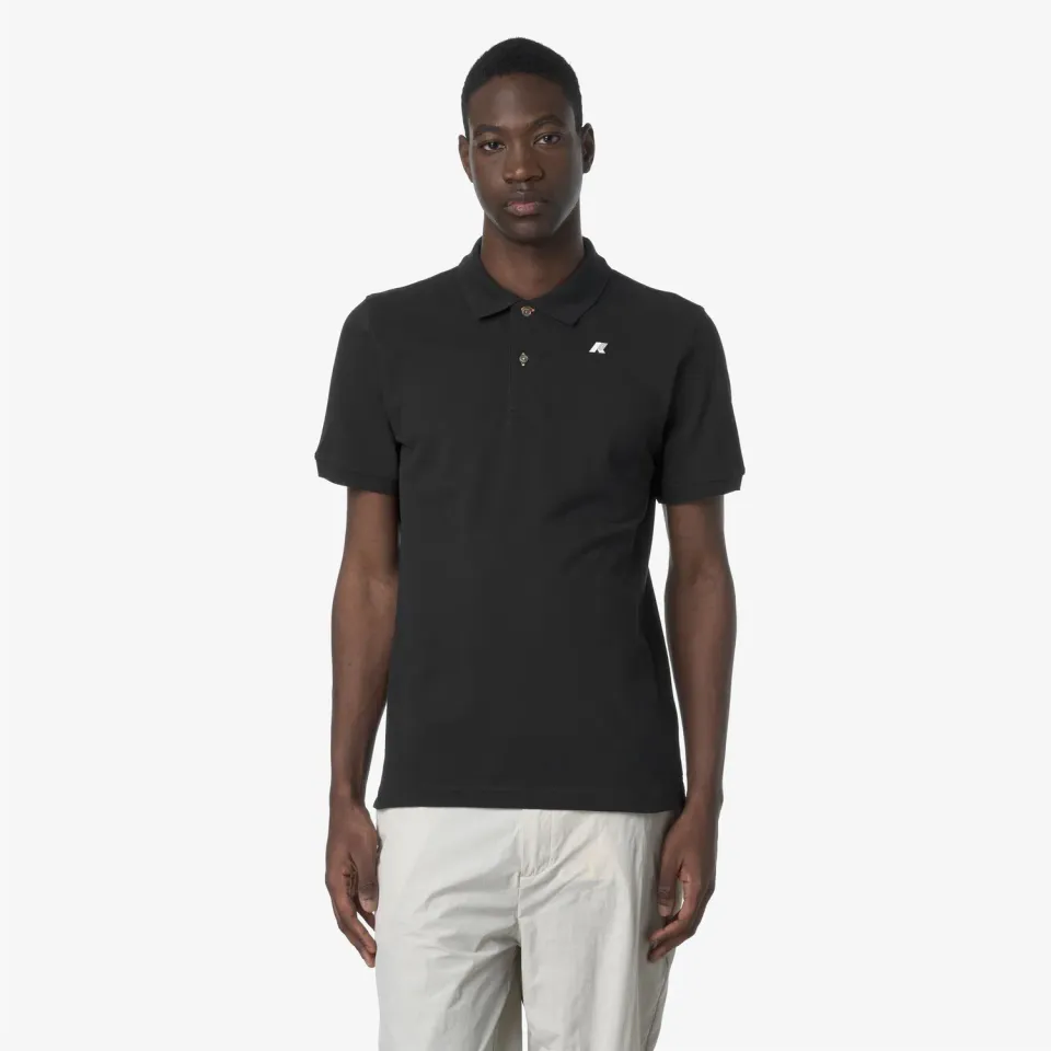 K-Way Vinnie Pique Slim polo barbati negru slim bumbac