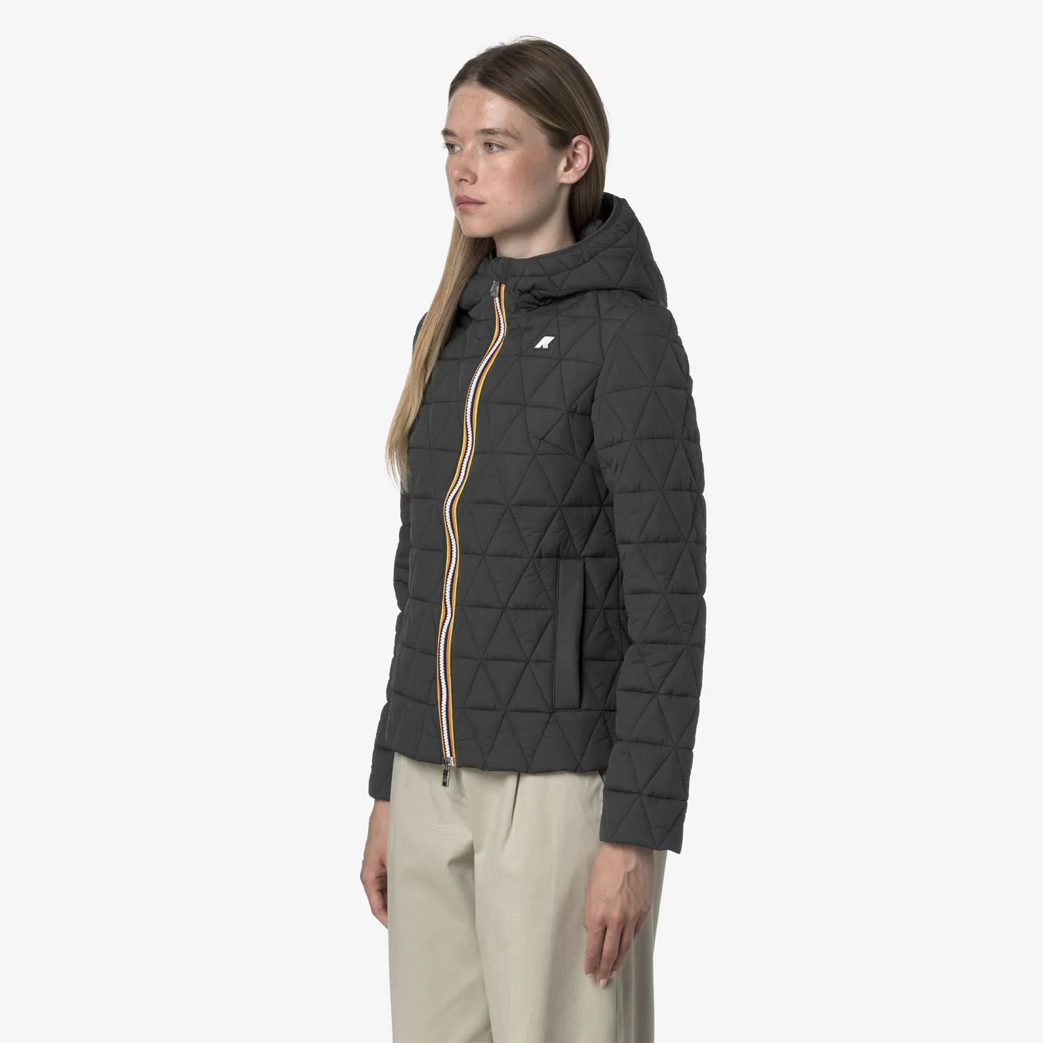 K-Way Lil Diamond Quilted Warm geaca scurta gri calduroasa