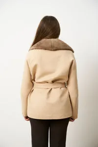 Mareus Pastel 714 palton casmir Pastel cu vizon