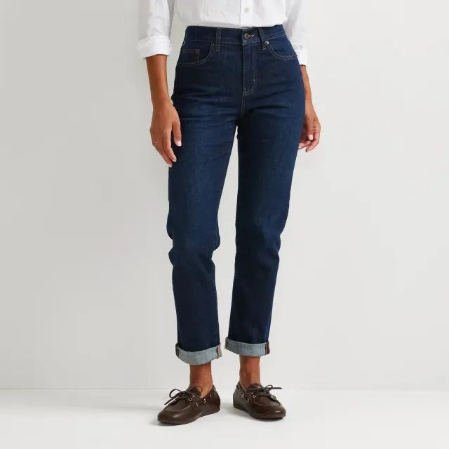 Eddie Bauer Boyfriend Mid-Rise blugi dama Indigo elasticitate mica