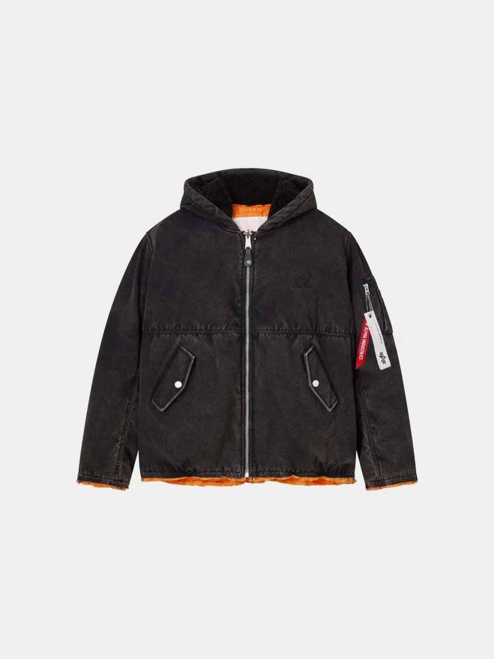 Purple x Alpha Hooded Bomber palton negru călduros