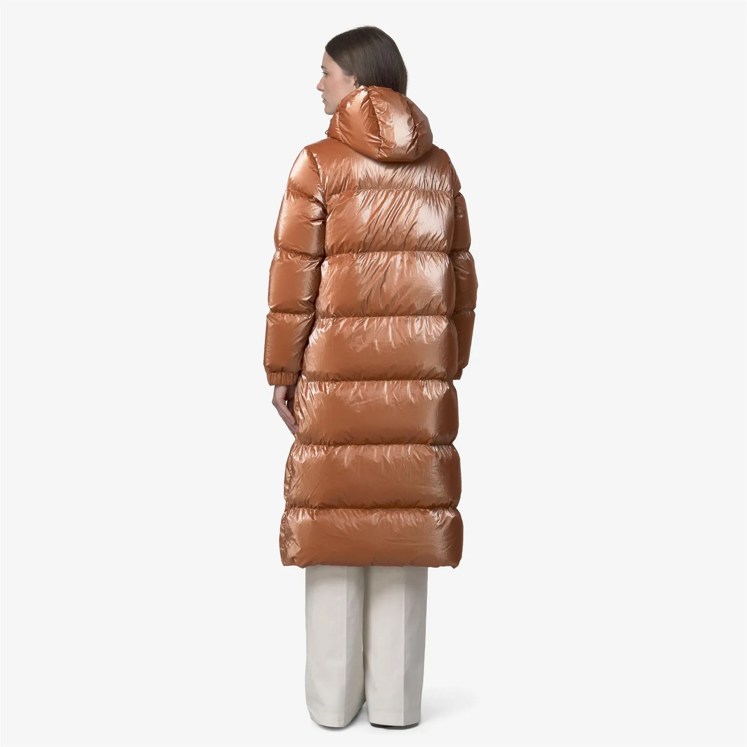K-Way Ruenne Thermo Pearly palton lung portocaliu puf