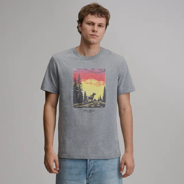 Eddie Bauer EB Dog tricou bumbac gri cu caine