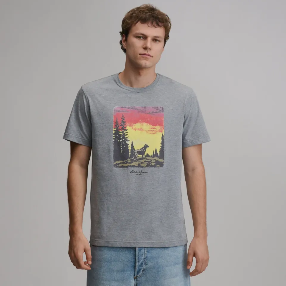 Eddie Bauer EB Dog tricou bumbac gri cu caine