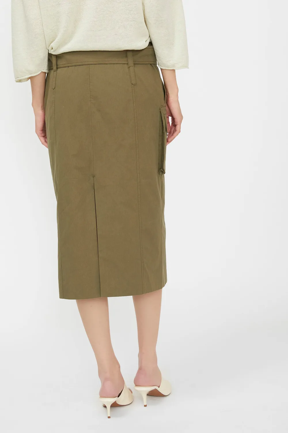 Isabelle Blanche fusta midi bumbac Cypress cu crapatura