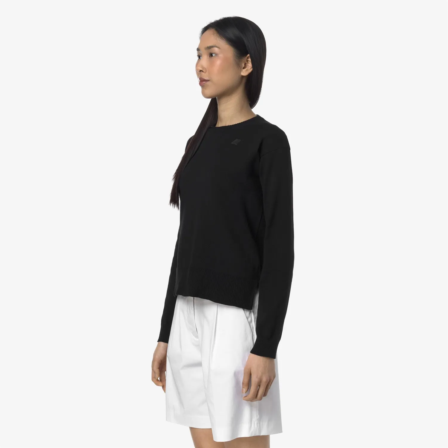 K-Way Domitine Cotton pulover dama Black Pure bumbac crop