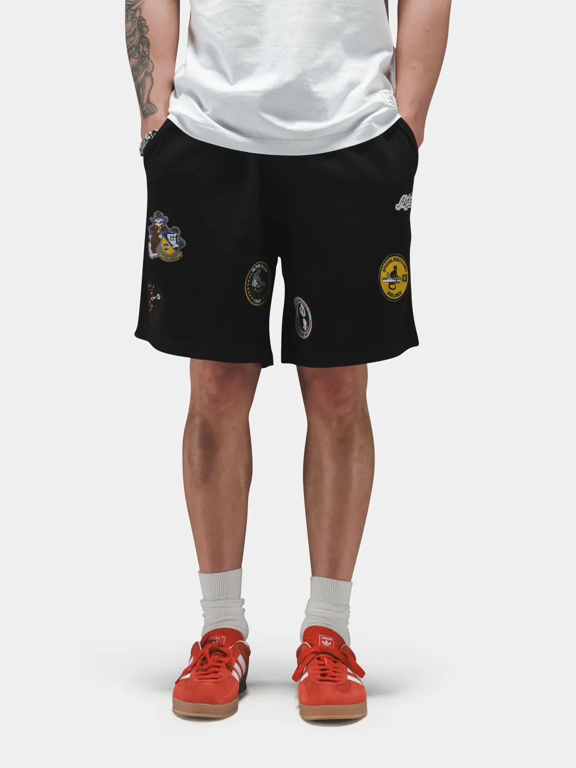 Alpha Industries Patched Jersey șort negru patch-uri