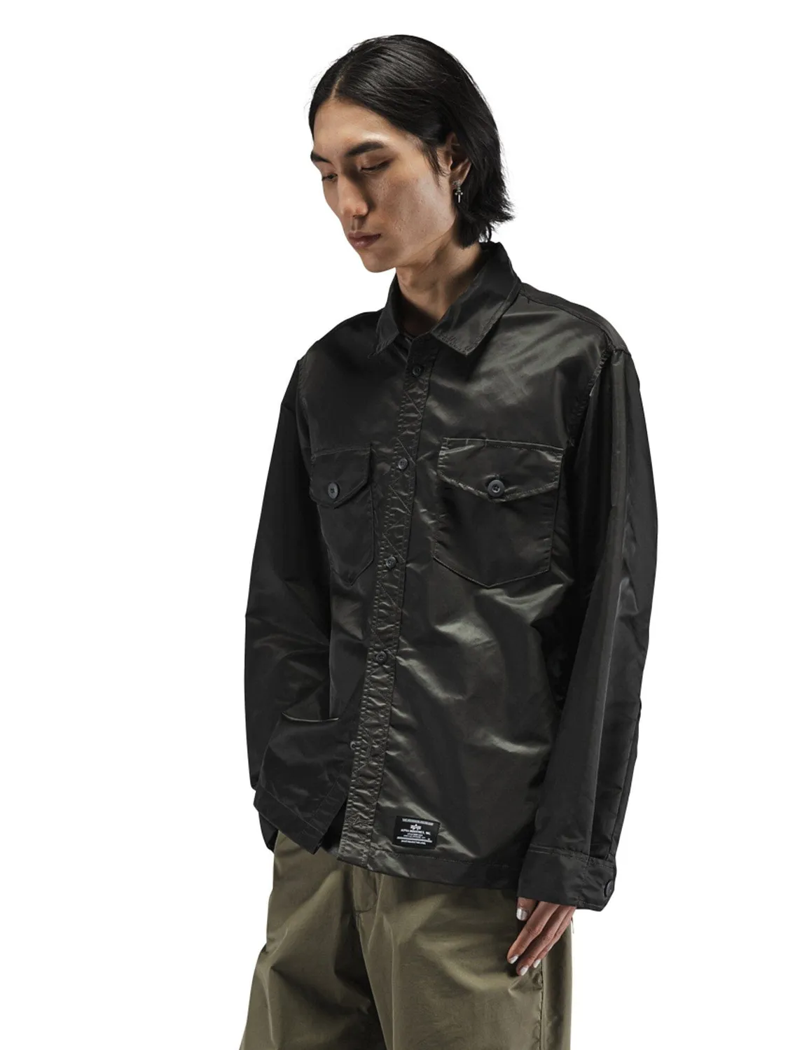 Alpha Industries Flight LS Overshirt supracamasa charcoal nylon