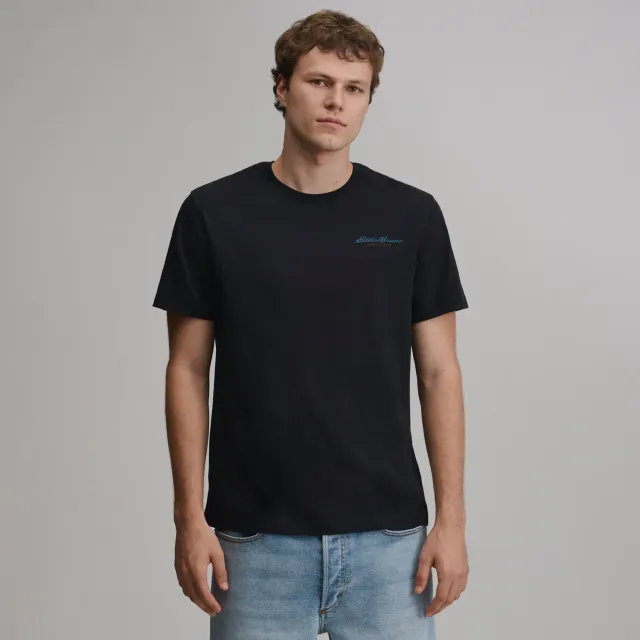 Eddie Bauer Bauer Down T-Shirt tricou barbati Negru bumbac