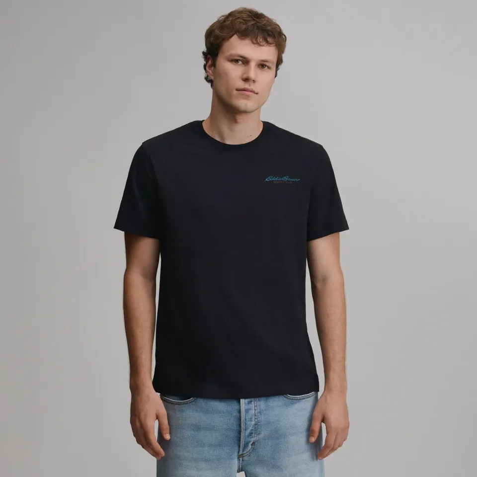 Eddie Bauer Bauer Down T-Shirt tricou barbati Negru bumbac