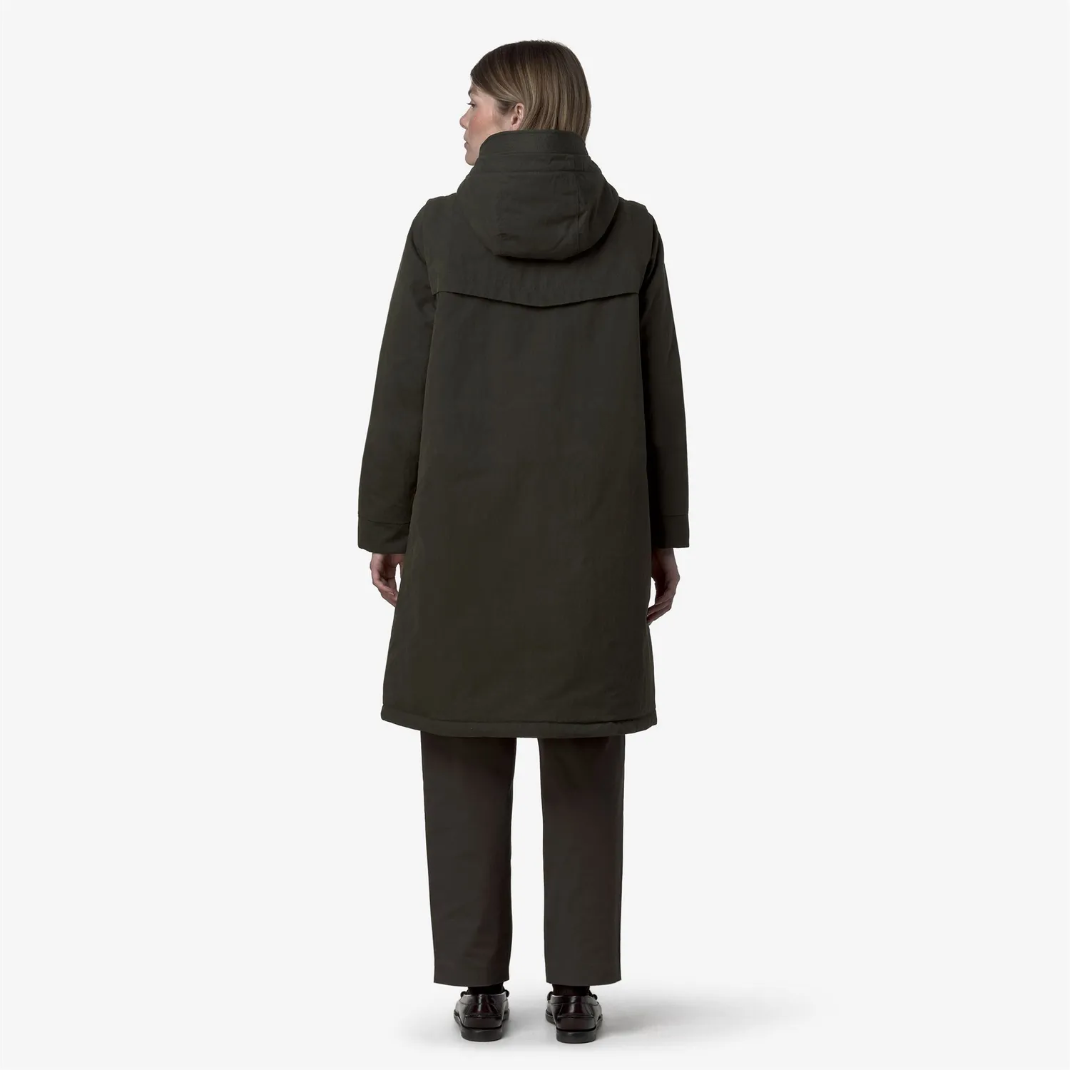 K-Way Brunil Cotton Feel parka lunga dama verde calduroasa