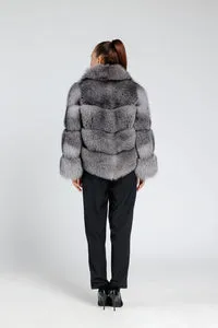 Mareus 384 haină vulpe argintie gri