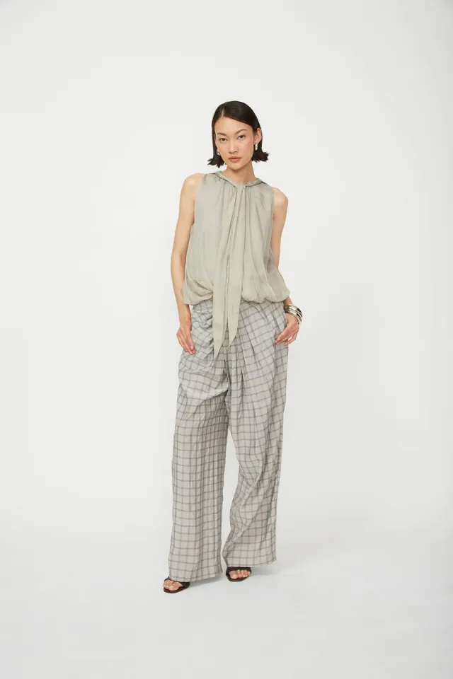 Isabelle Blanche bluza matase gri cu esarfa