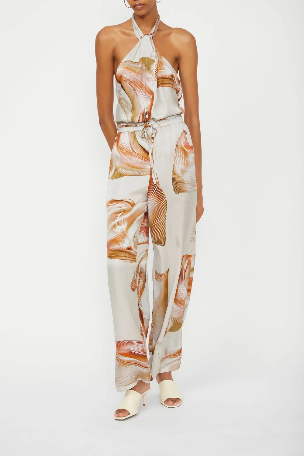 Isabelle Blanche pantaloni satin taupe viscoza