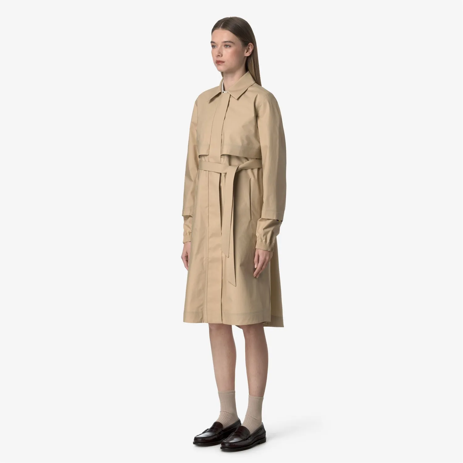 K-Way Jesy 3L Poplin palton lung Beige Rope din bumbac