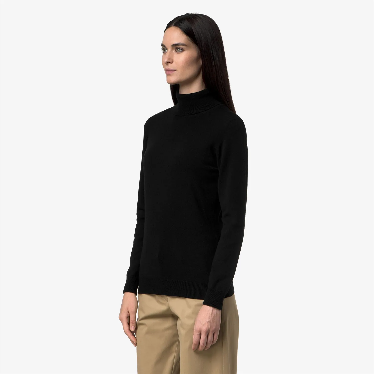 K-Way Amane Plain Mix Merino pulover damă Black Pure lână