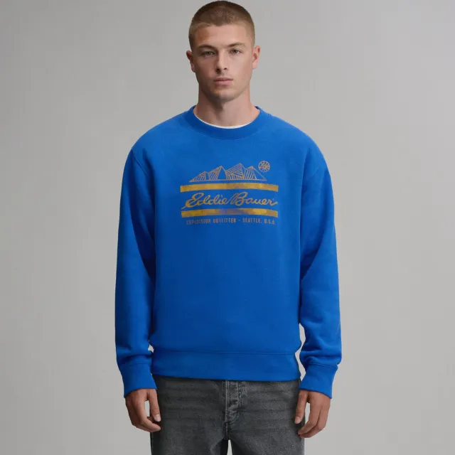 Eddie Bauer Vintage Soft Crew bluza barbati Brilliant Blue bumbac
