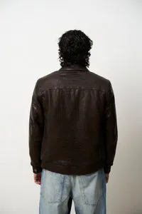 Mareus 615 geaca piele barbati cognac croc bomber