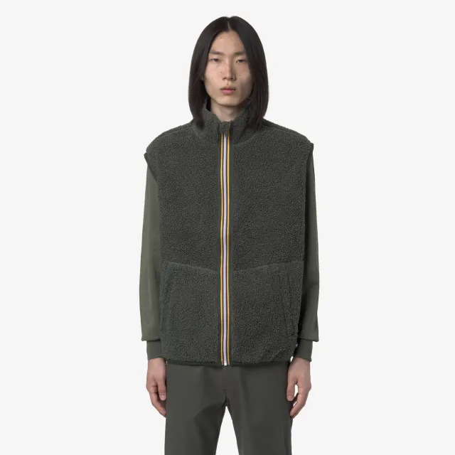 K-Way Yannick Sherpa Polar Double vestă verde negru