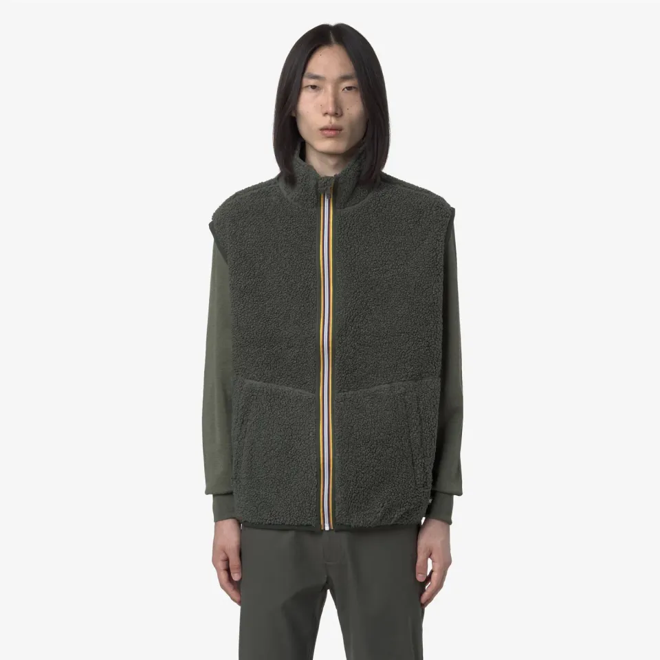 K-Way Yannick Sherpa Polar Double vestă verde negru