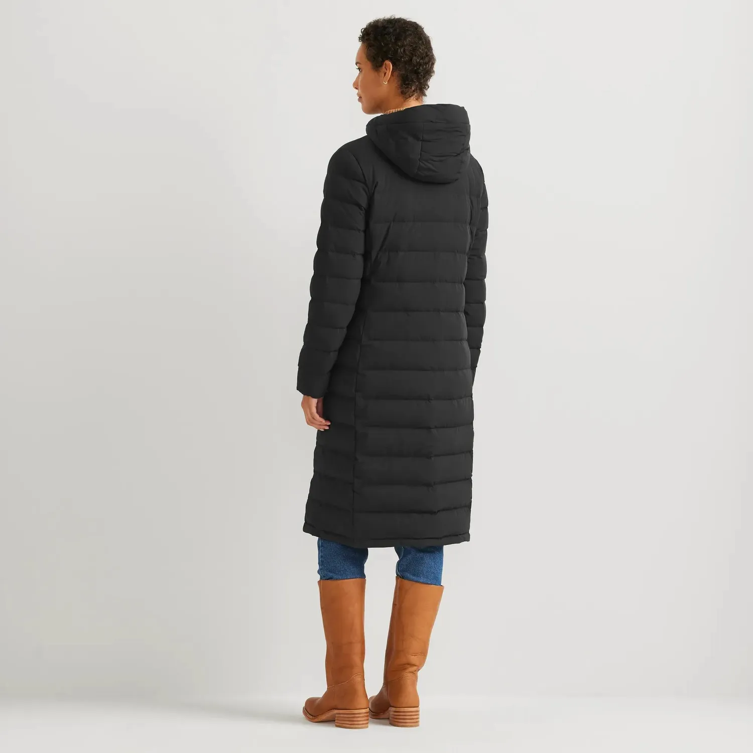 Eddie Bauer EB Stretch Down palton puf dama negru lung