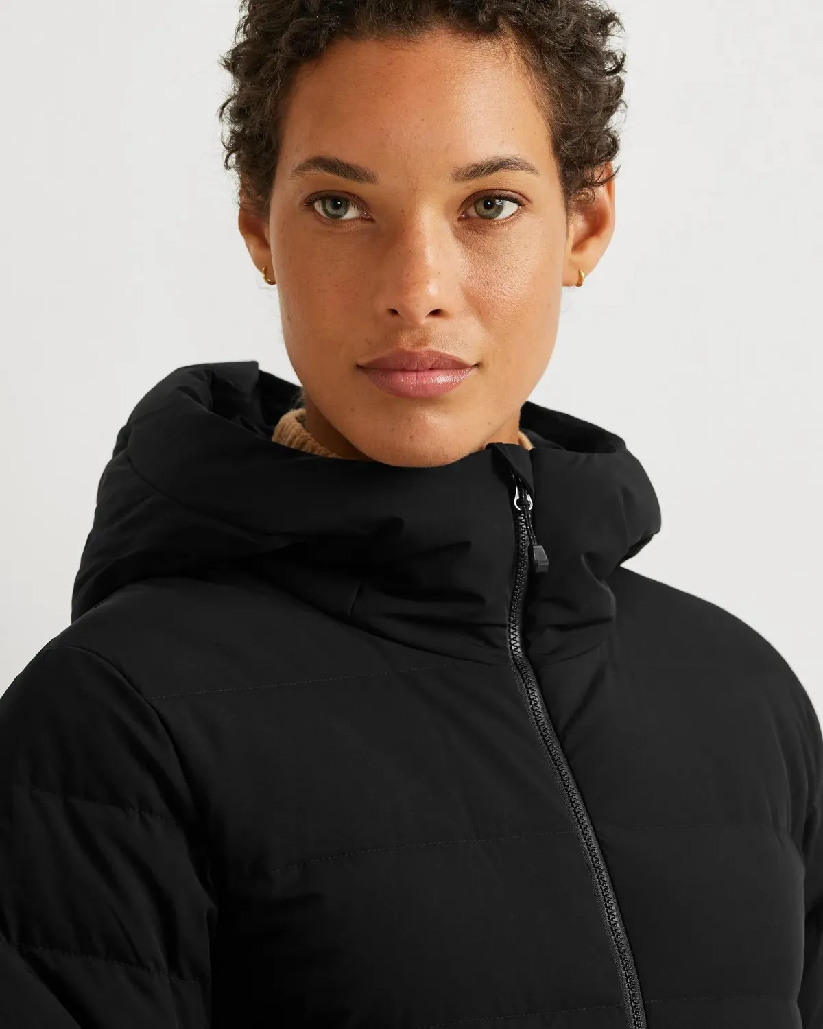 Eddie Bauer EB Stretch Down palton puf dama negru lung