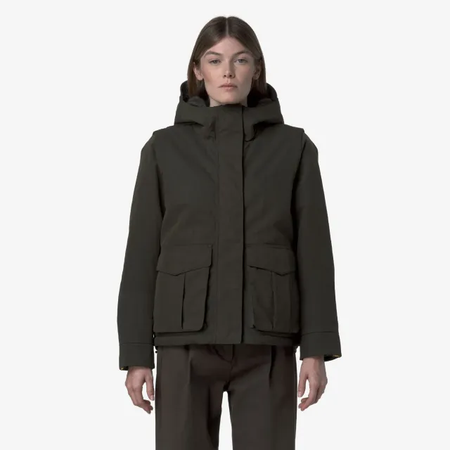 K-Way Ideler Cotton Feel parka dama verde scurta