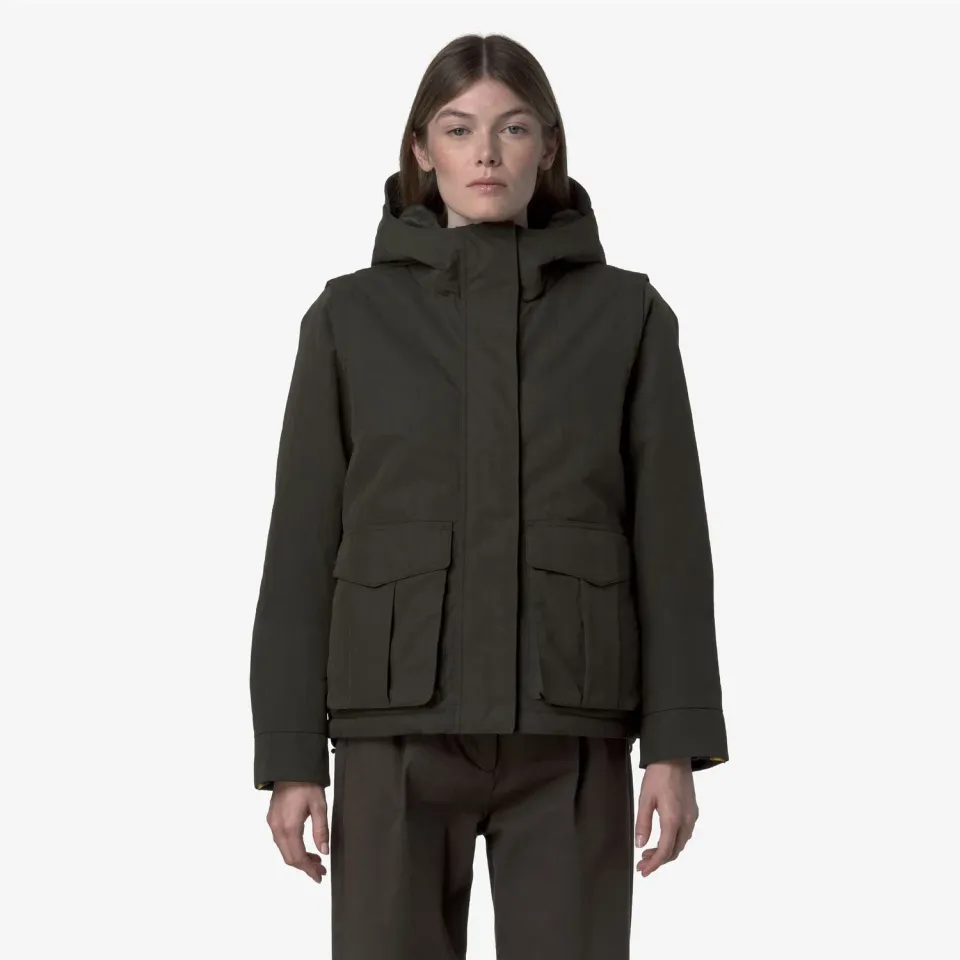 K-Way Ideler Cotton Feel parka dama verde scurta