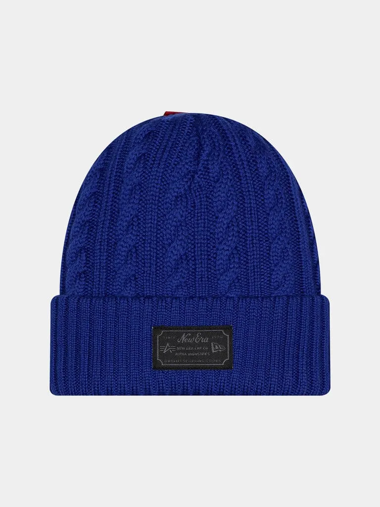 Alpha Industries Chicago Cubs X New Era Cable Knit caciula light royal lana