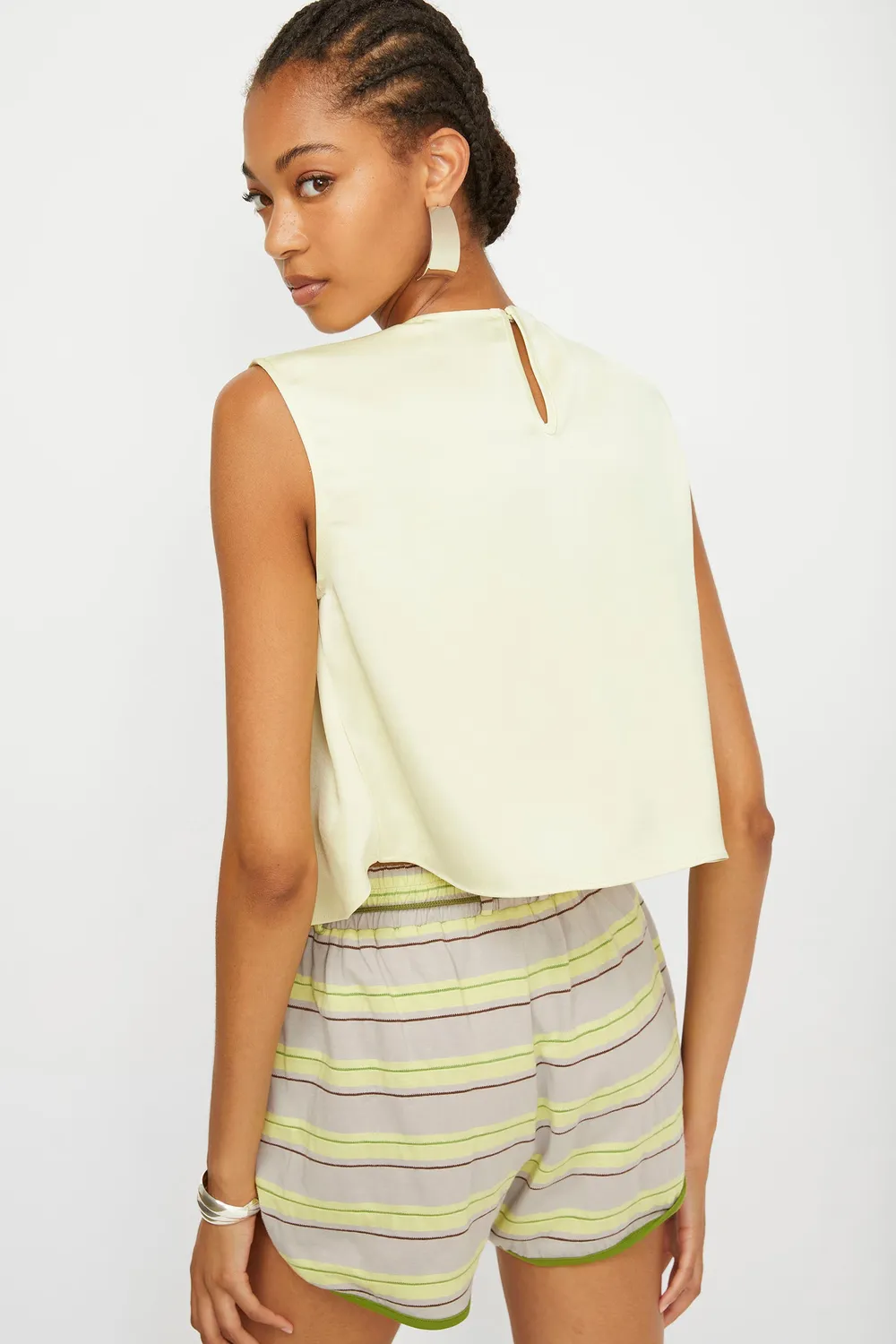 Isabelle Blanche top limonade satinat cu funda