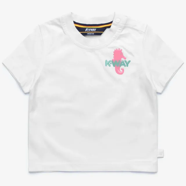K-Way Pete Hippocampus tricou bebe alb bumbac