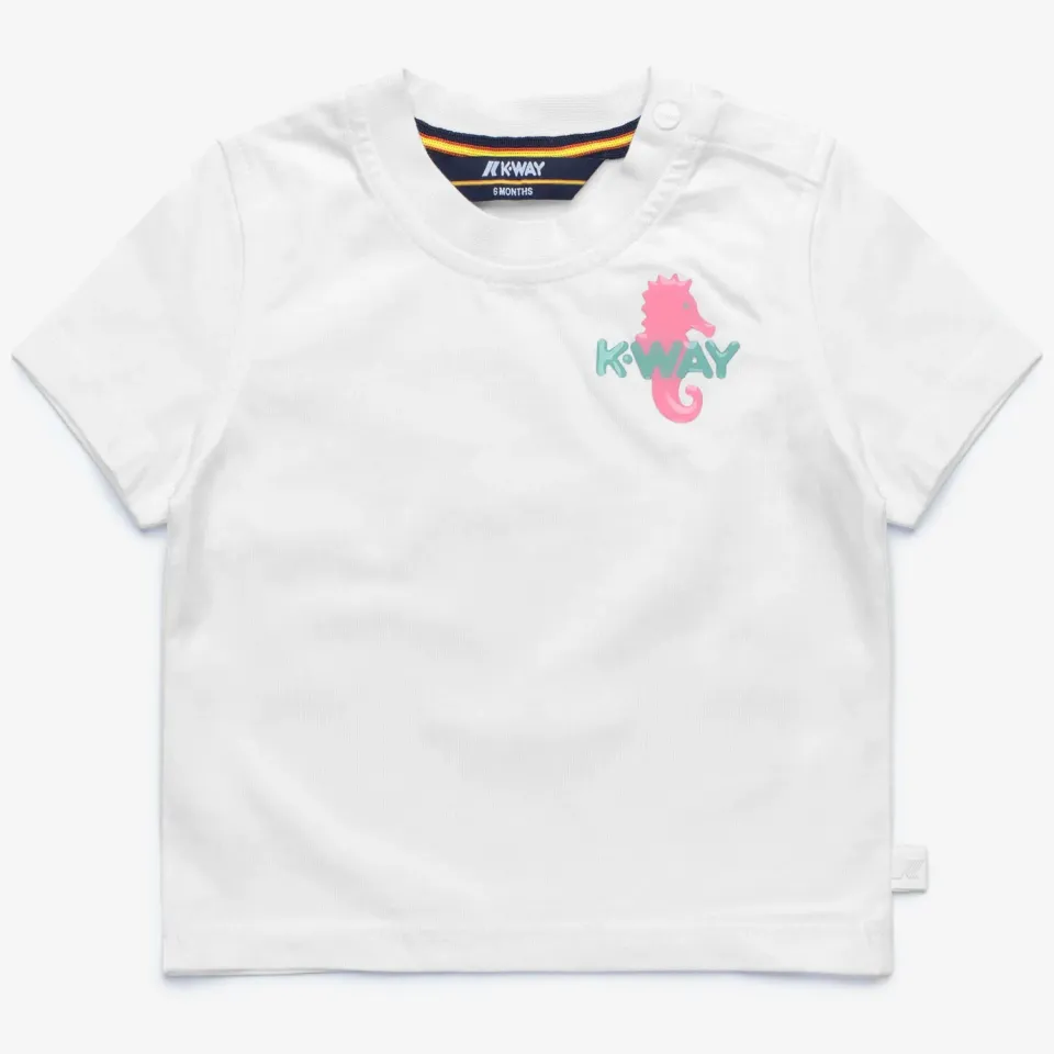K-Way Pete Hippocampus tricou bebe alb bumbac