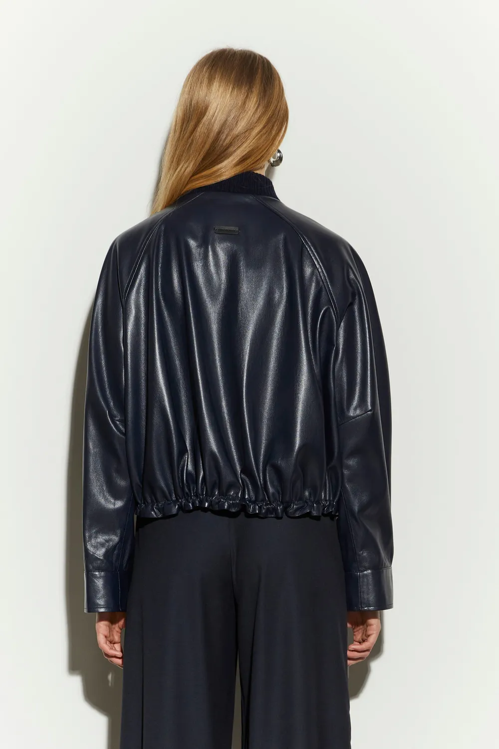 Isabelle Blanche geaca bomber albastra piele eco