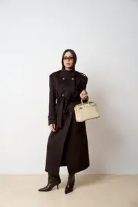 Mareus 524 palton lână ciocolatiu lung 135 cm