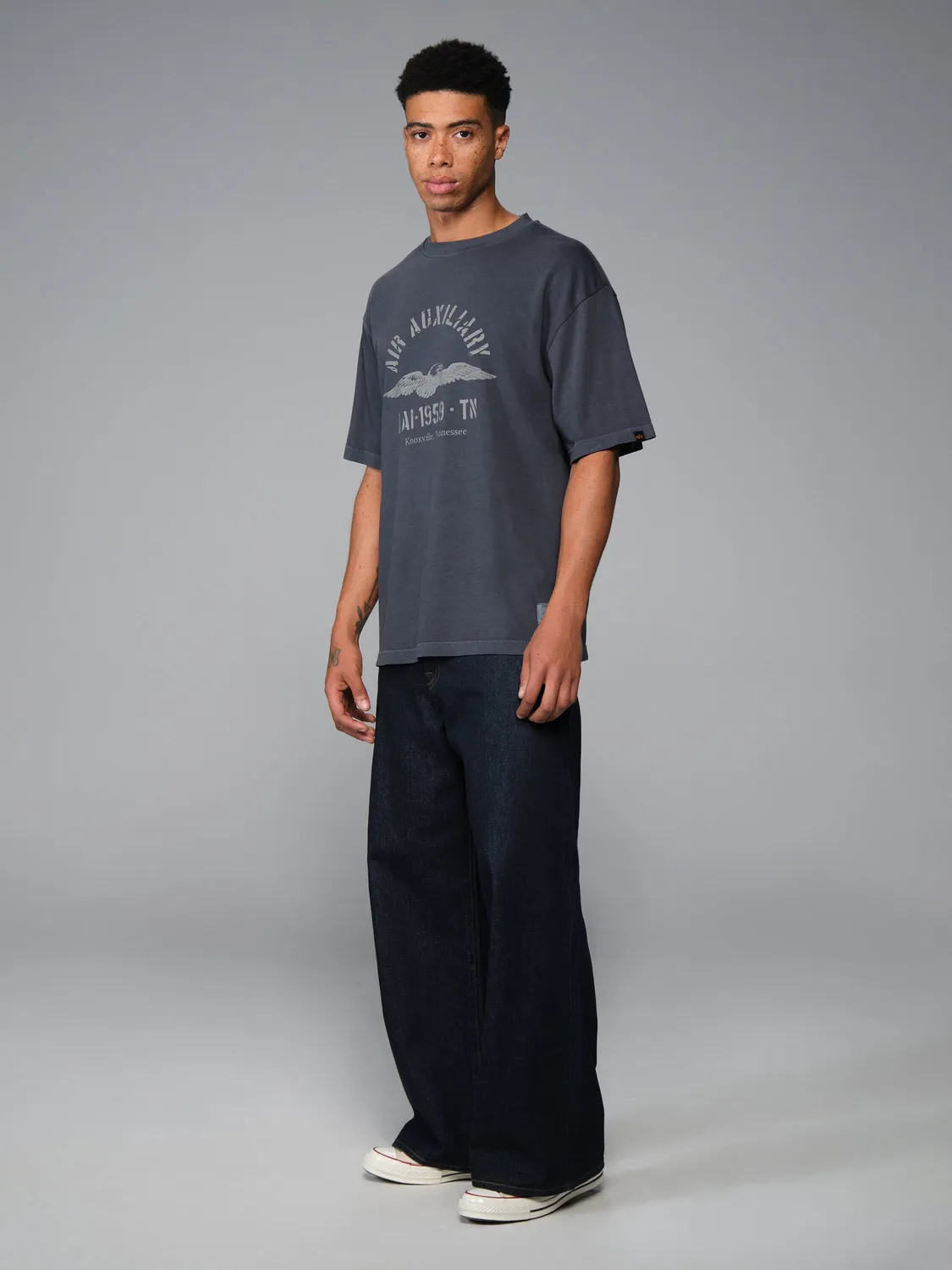 Alpha Industries Essential Battlewash tricou negru vintage