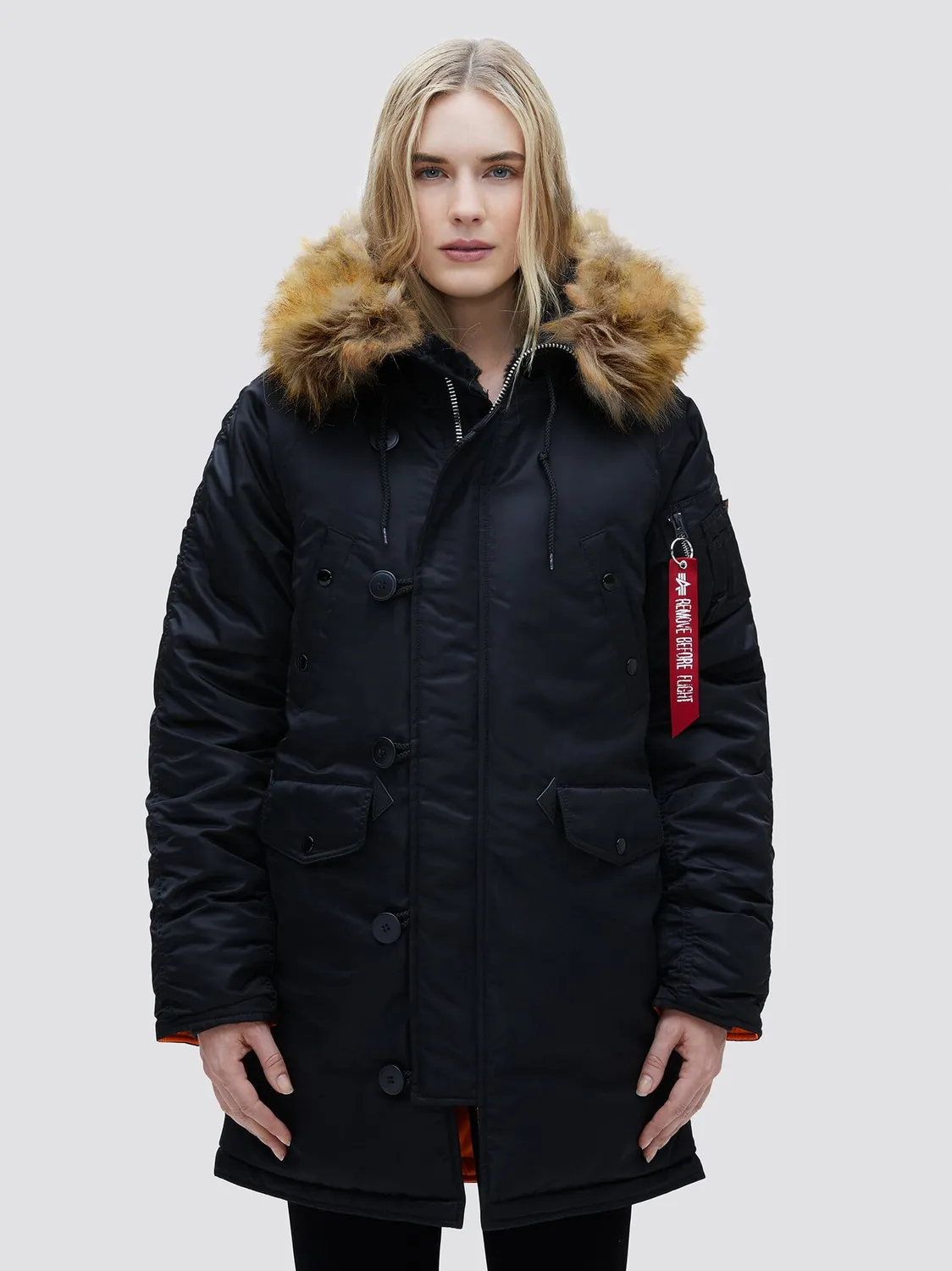 Alpha Industries N-3B parka dama neagra calduroasa