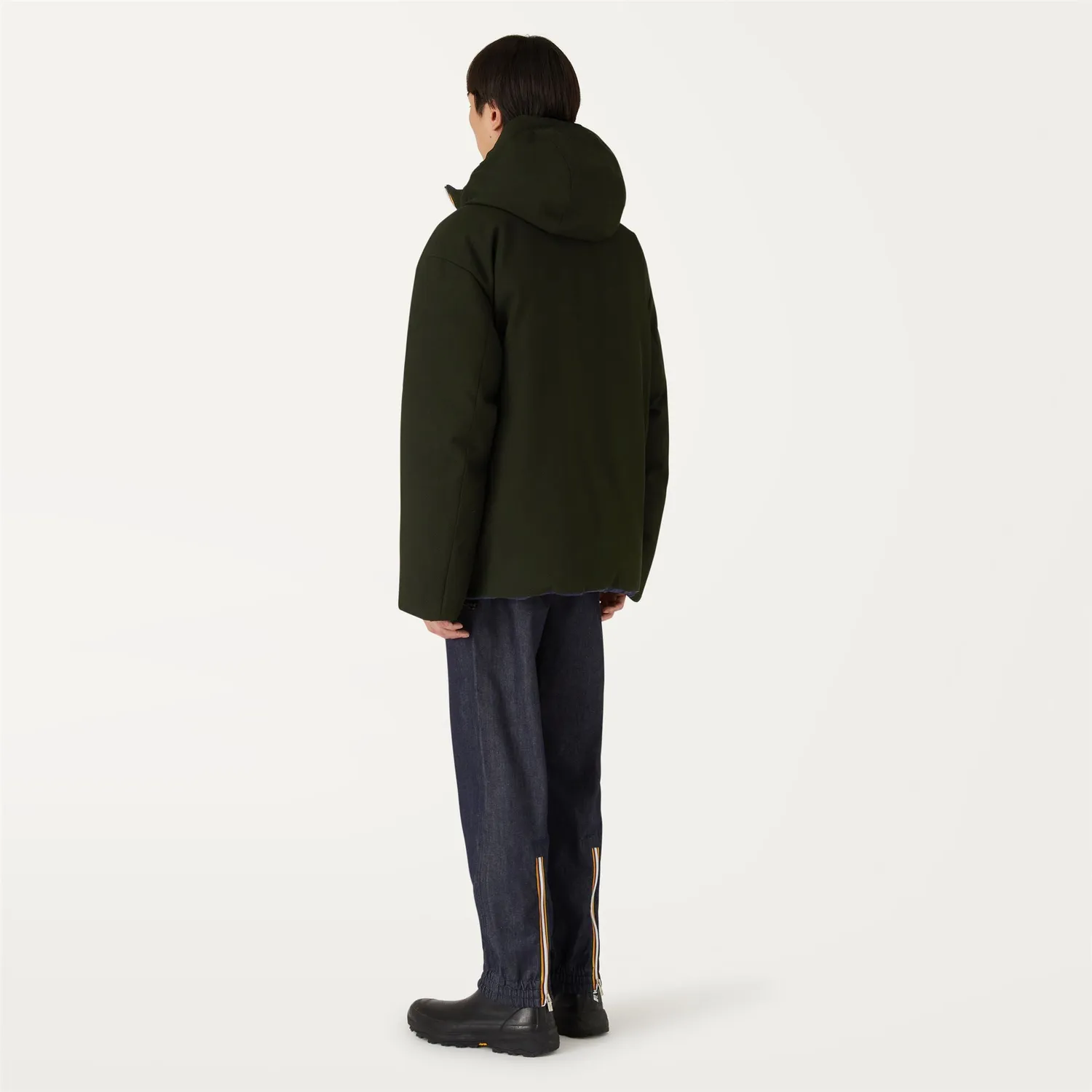 K-Way Eloi Double Wool Stripes geacă verde puf