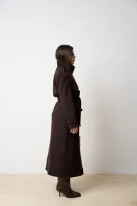 Mareus 524 palton lână ciocolatiu lung 135 cm